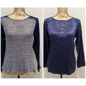 Been Reversible Silk knit Shirt Blouse Top Small‎